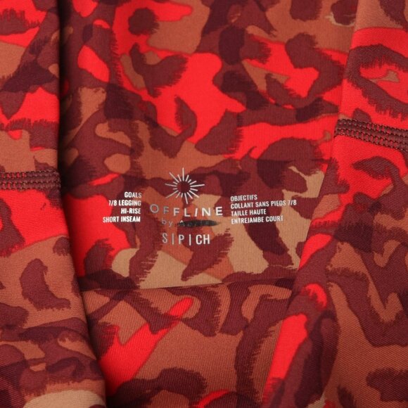 Aerie Offline High Waisted Leopard Crop Leggings Animal Print Red Brown Gym - Picture 6 of 11